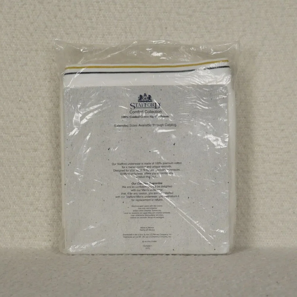 Vintage Stafford Full Cut Briefs Mens 34 6-Pack White Comfort Collection Cotton